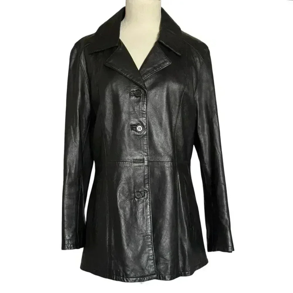 Vintage VERA PELLE Made In Italy Black Leather Women’s Jacket Size 44 (US 10)
